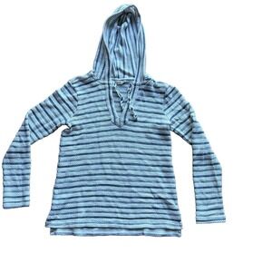 Faherty Striped Hoodie Blue White Pullover Sz Small Lightweight‎ Boho Surf Beach
